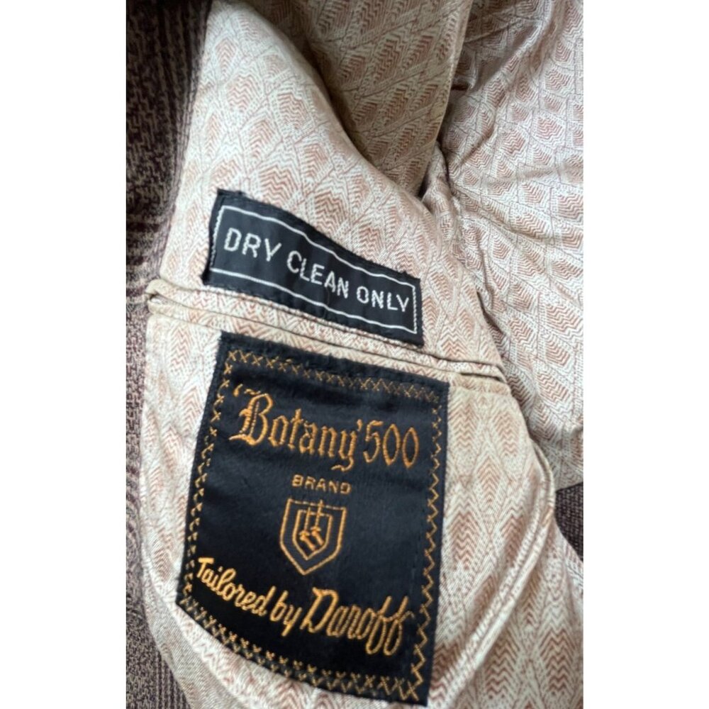 Vintage Botany 500 Blazer Men 42 Brown Glen Plaid Wool Sport Coat Classic Jacket - Picture 3 of 9